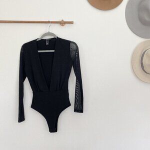 Forever 21 Deep V Bodysuit Small